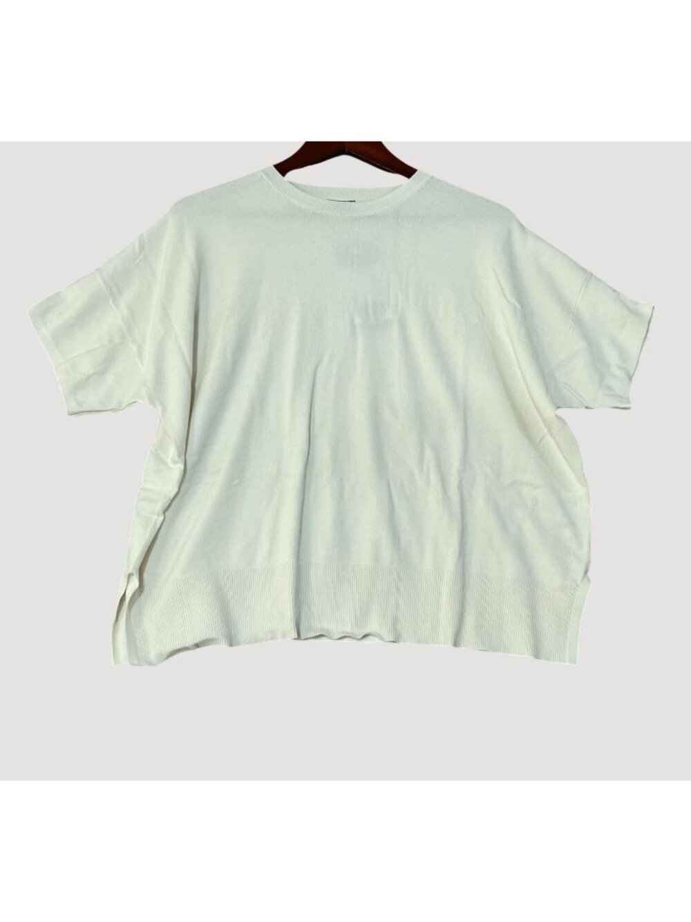 NWT Splendid Women's XS Oversized Short Sleeve Sweater Cream Viscose Blend